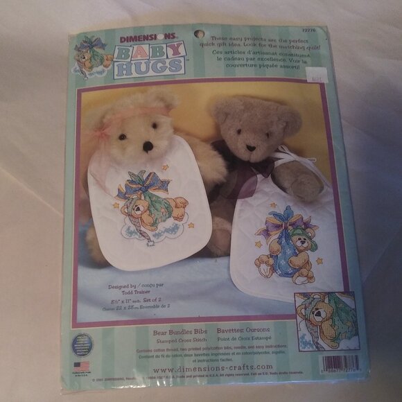 Dimensions Baby Hugs cross stitch kit bear bundles bibs Kit Made in the USA - Picture 1 of 13